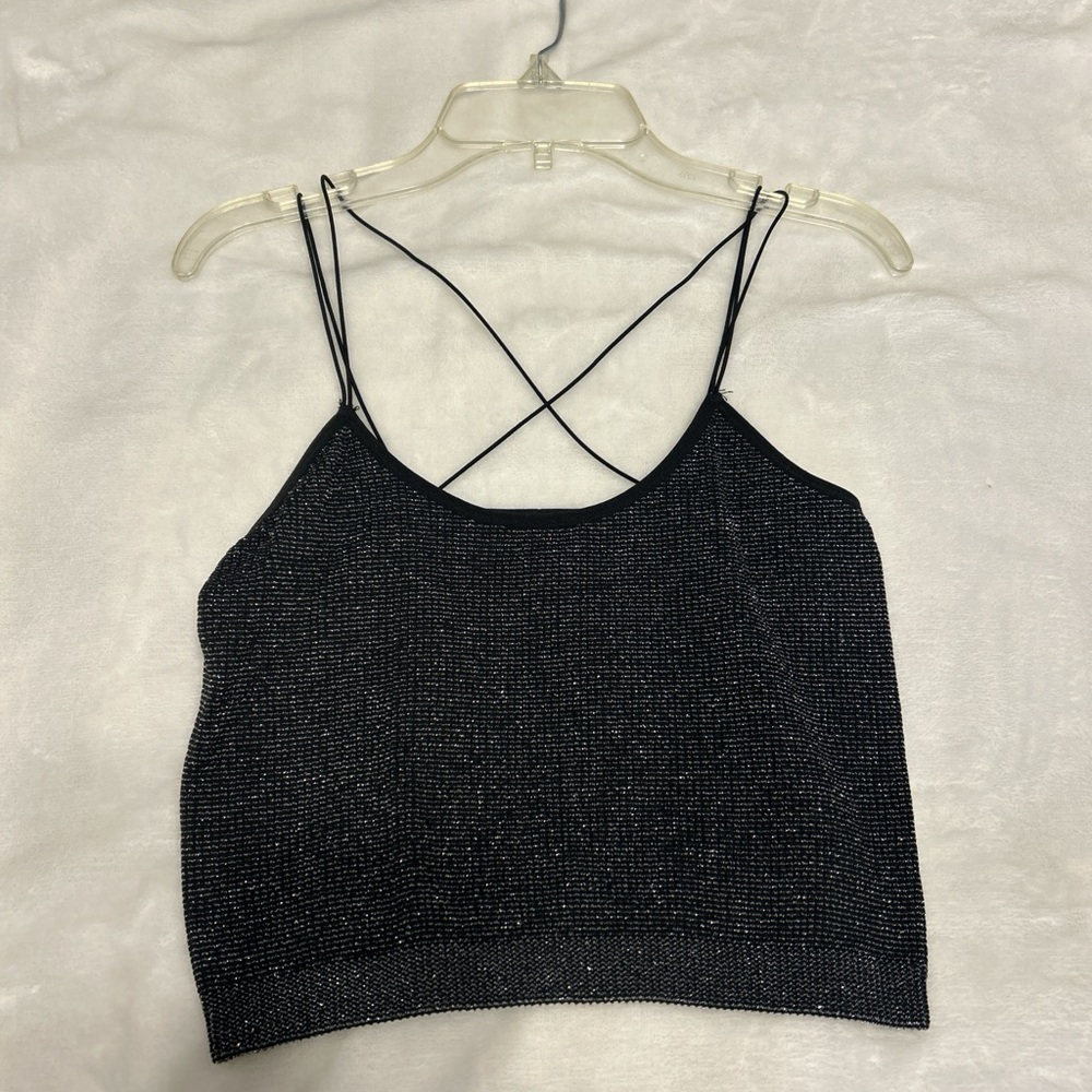 Super cute glittery black tank top